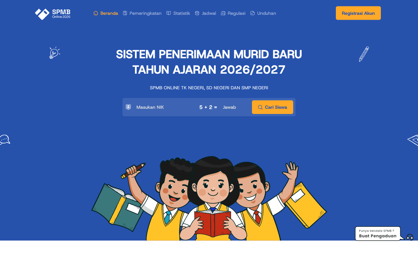 SPMB Online homepage