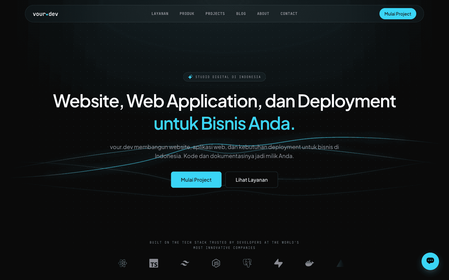 vour.dev official digital studio homepage and hero showcase