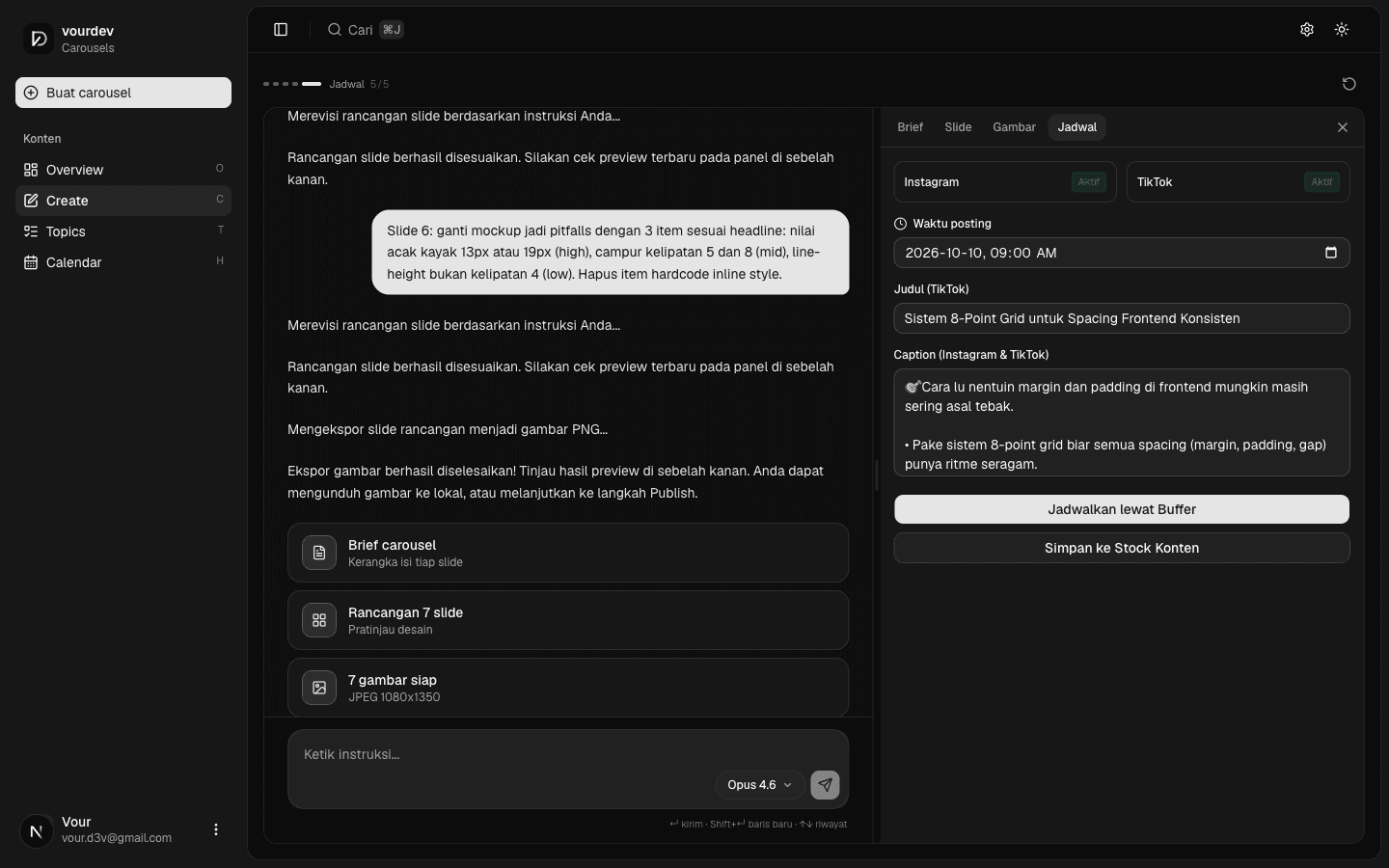 Multi-channel social publishing interface with automated caption generator