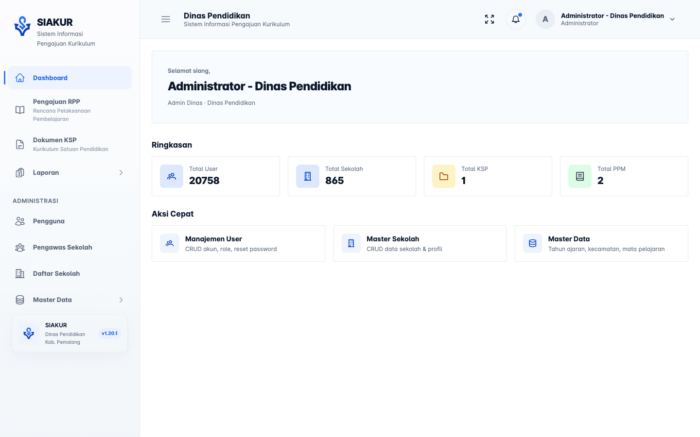 Analytical dashboard tracking curriculum submission statuses